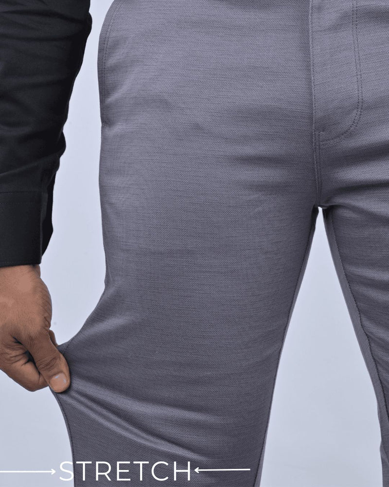 Ash Grey Dot Printed - 2 way stretch - COTTON PANT