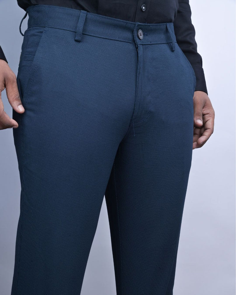 Navy Diamond Printed - 2 way stretch - COTTON PANT