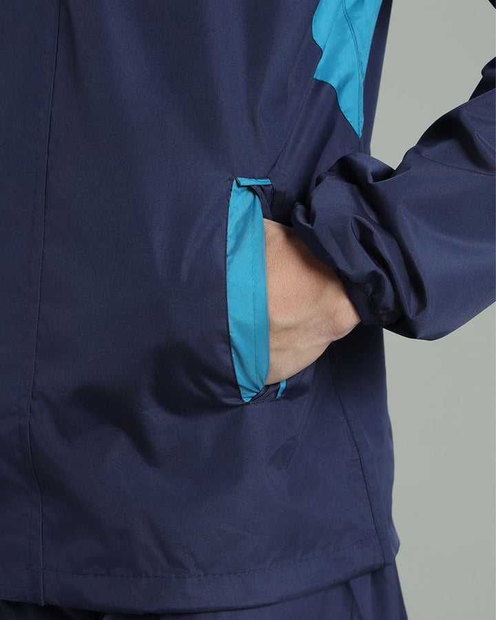 Navy with Blue Shoulder Panel - Rain Jacket with Pant
