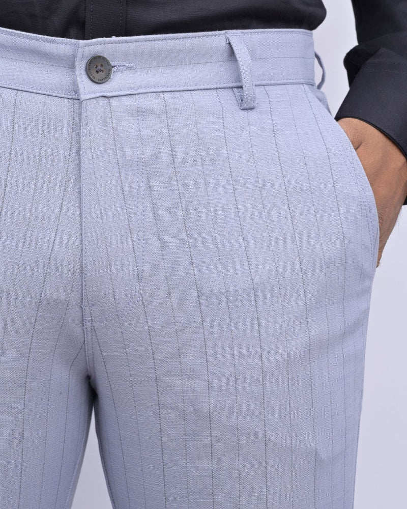 Grey Vertical Stripes - 2 way stretch - COTTON PANT