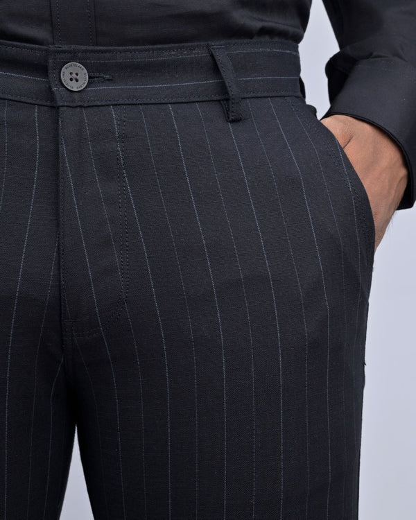 Classy Black Stripes - 2 way stretch - COTTON PANT
