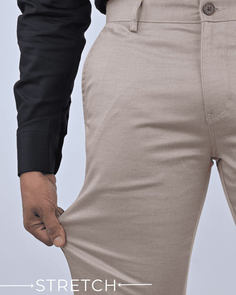 Dark Cream Steel Printed - 2 way stretch - COTTON PANT