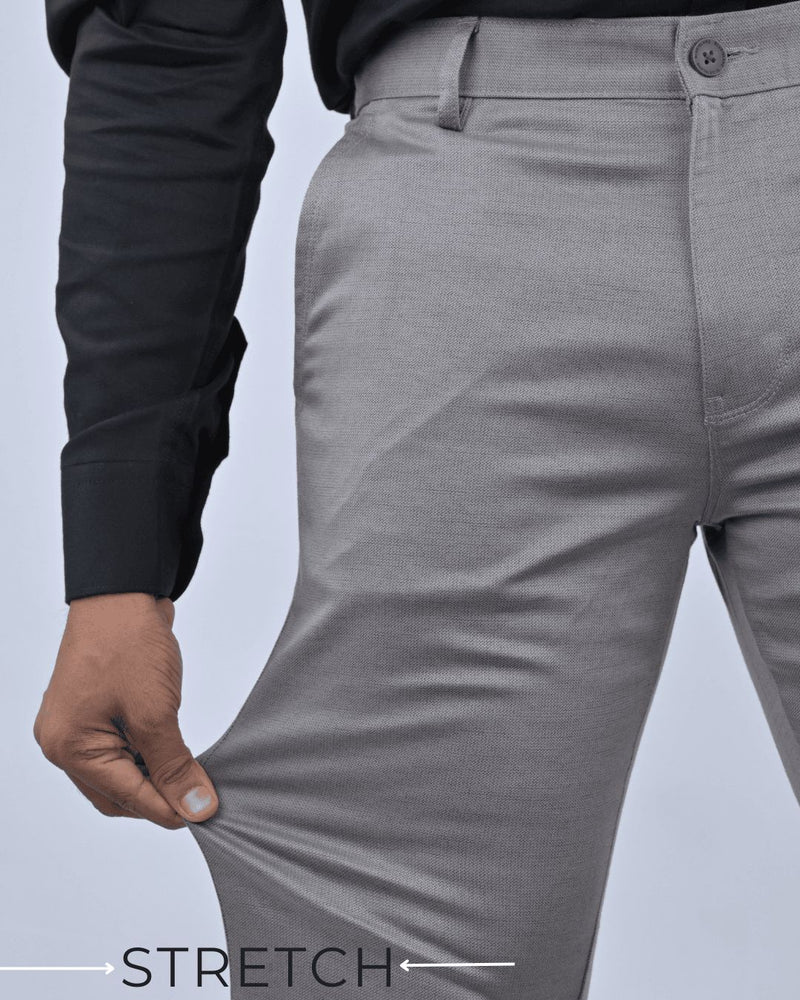 Grey Steel Printed - 2 way stretch - COTTON PANT