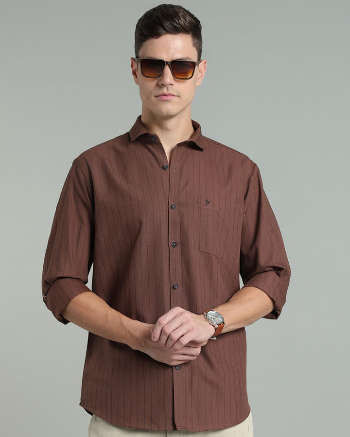 Choco Brown Vertical Stripes -Full-Stain Proof