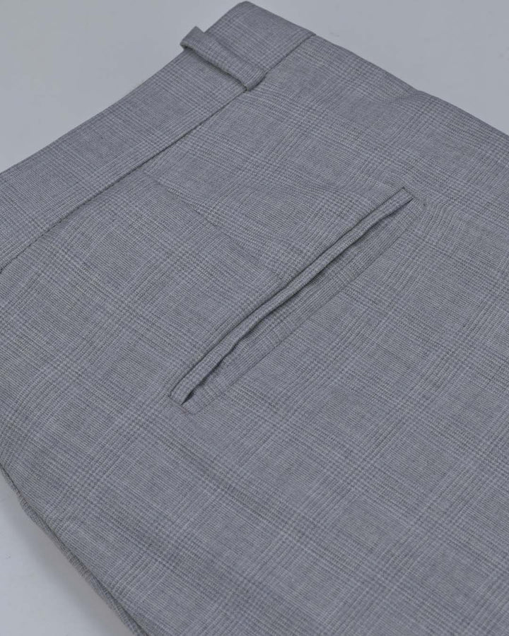 Soft Grey Multi Line Checks - Wrinkle free Formal Pant