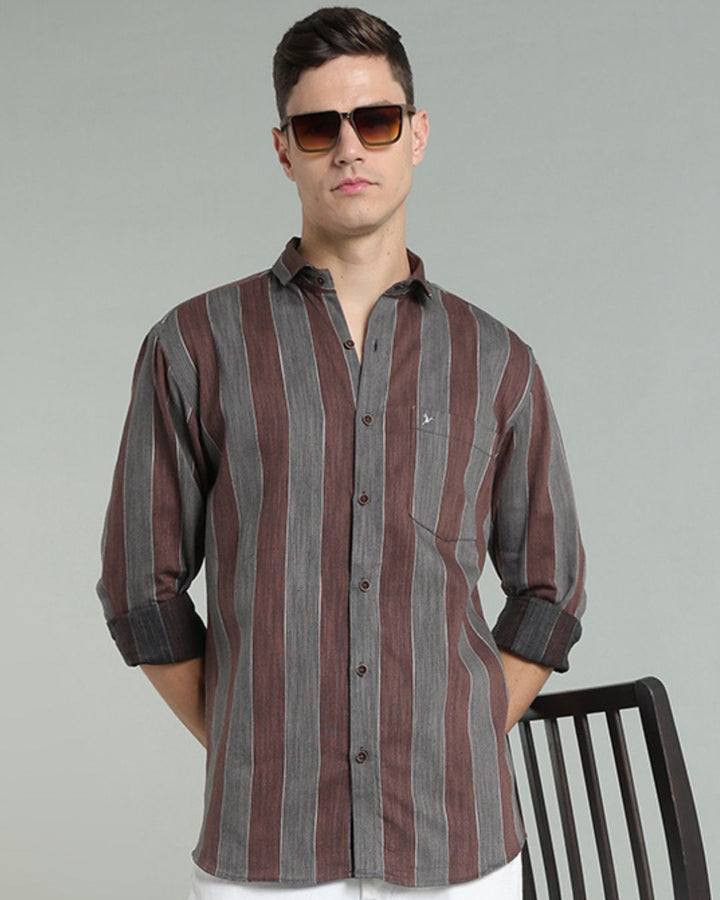 Vintage Brown & Grey Stripes -Full-Stain Proof
