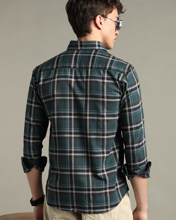 Teal Green & Brown Checks -Full-Stain Proof