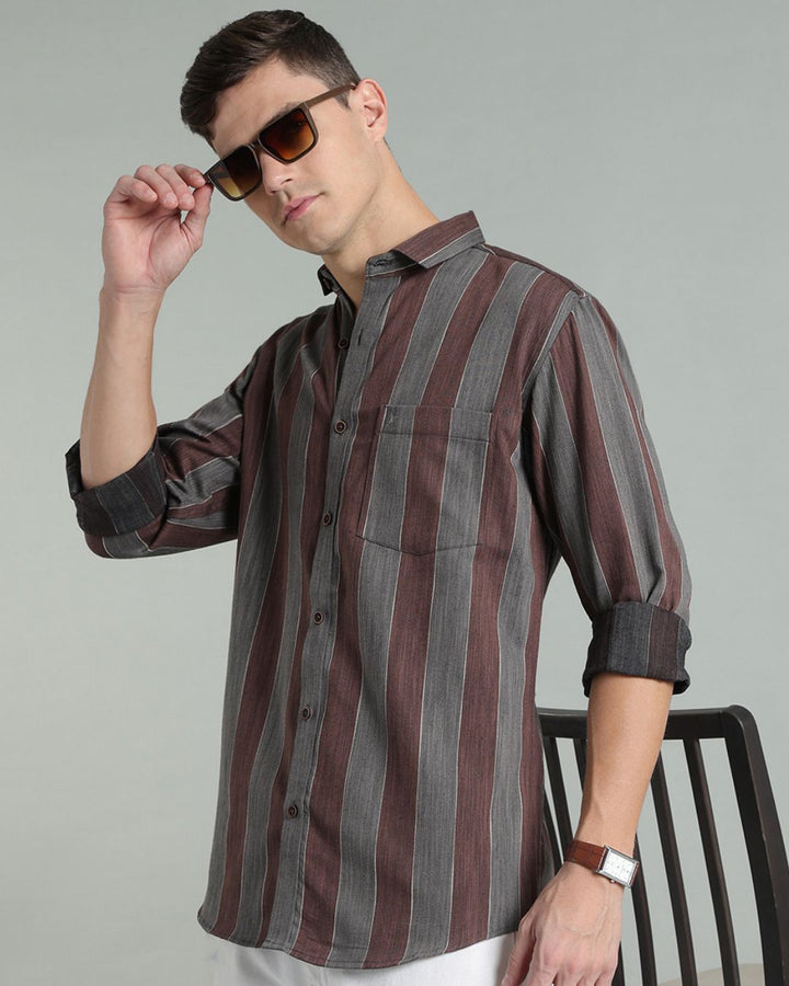 Vintage Brown & Grey Stripes -Full-Stain Proof