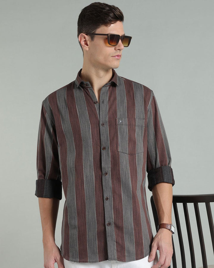 Vintage Brown & Grey Stripes -Full-Stain Proof