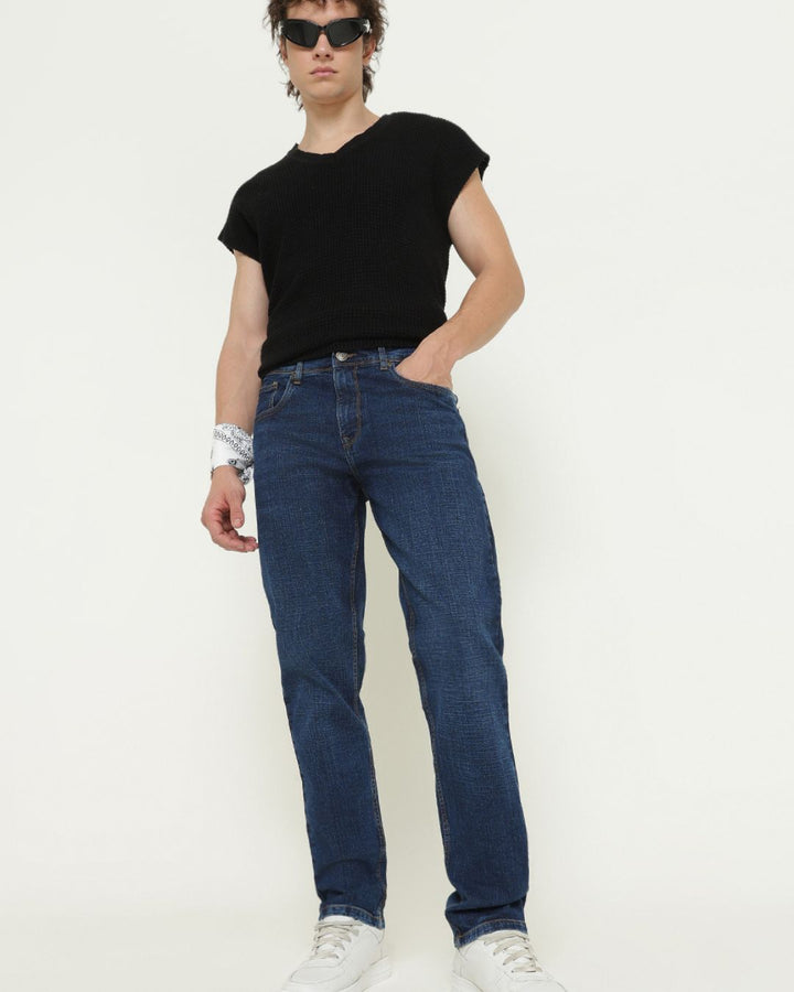 Striped Deep Blue - Denim Jeans