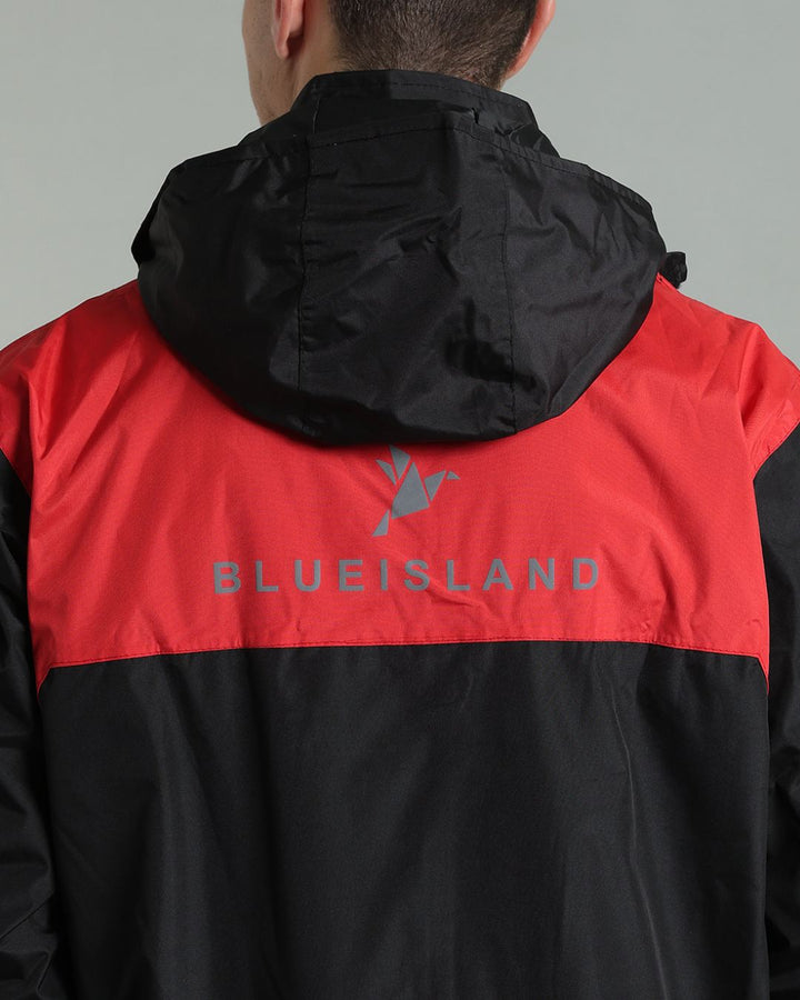 Black with Red Shoulder Panel - Rain Jacket with Pant