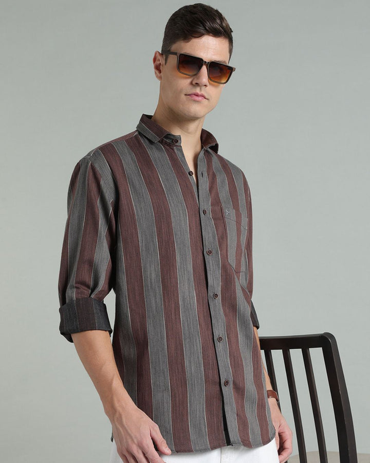 Vintage Brown & Grey Stripes -Full-Stain Proof