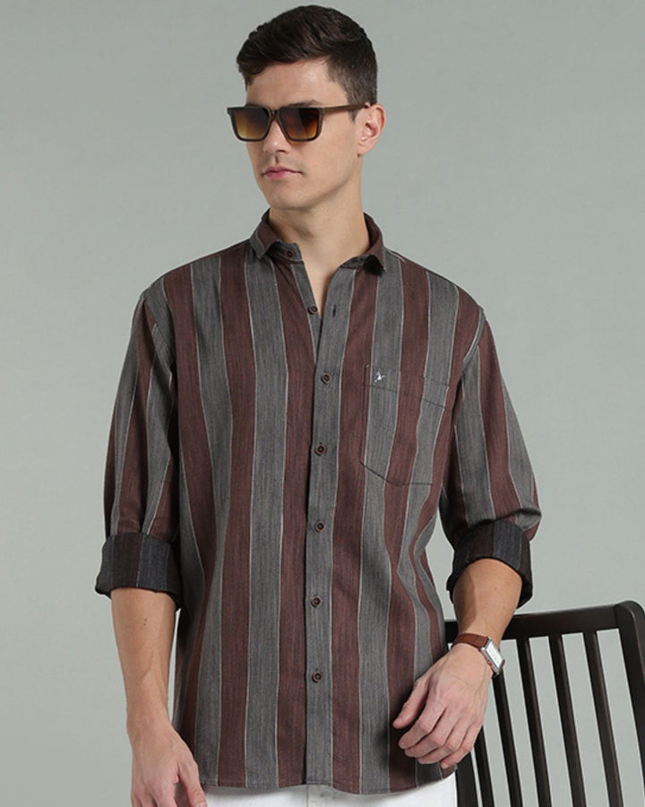 Vintage Brown & Grey Stripes -Full-Stain Proof