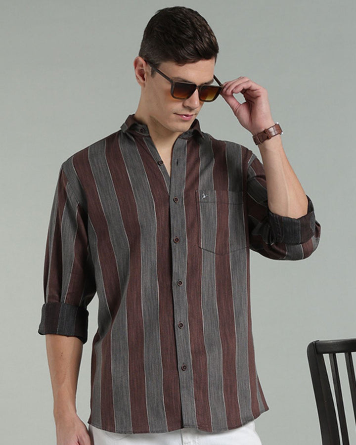 Vintage Brown & Grey Stripes -Full-Stain Proof