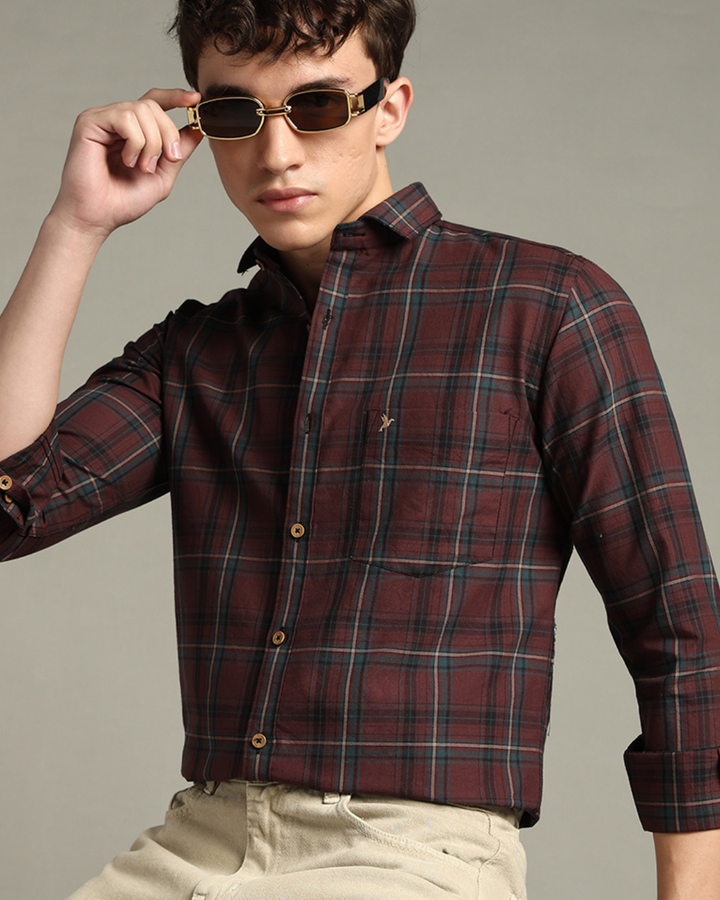 Brown & Golden Line Checks -Full-Stain Proof