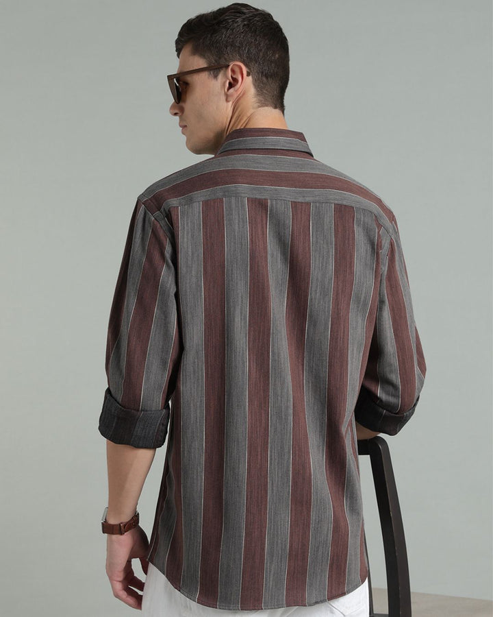 Vintage Brown & Grey Stripes -Full-Stain Proof
