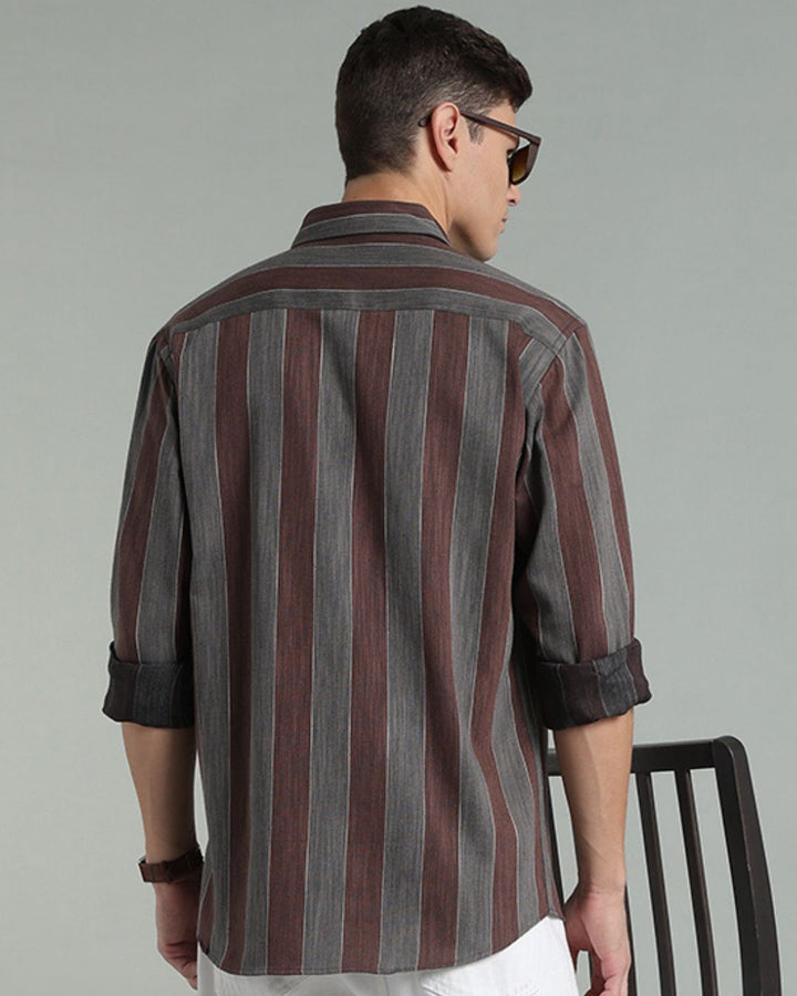 Vintage Brown & Grey Stripes -Full-Stain Proof