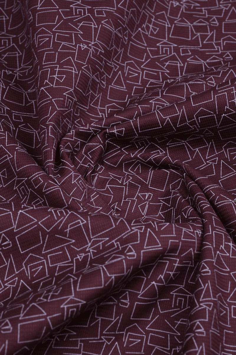 Teak Maroon Geo Print -Full-Stain Proof