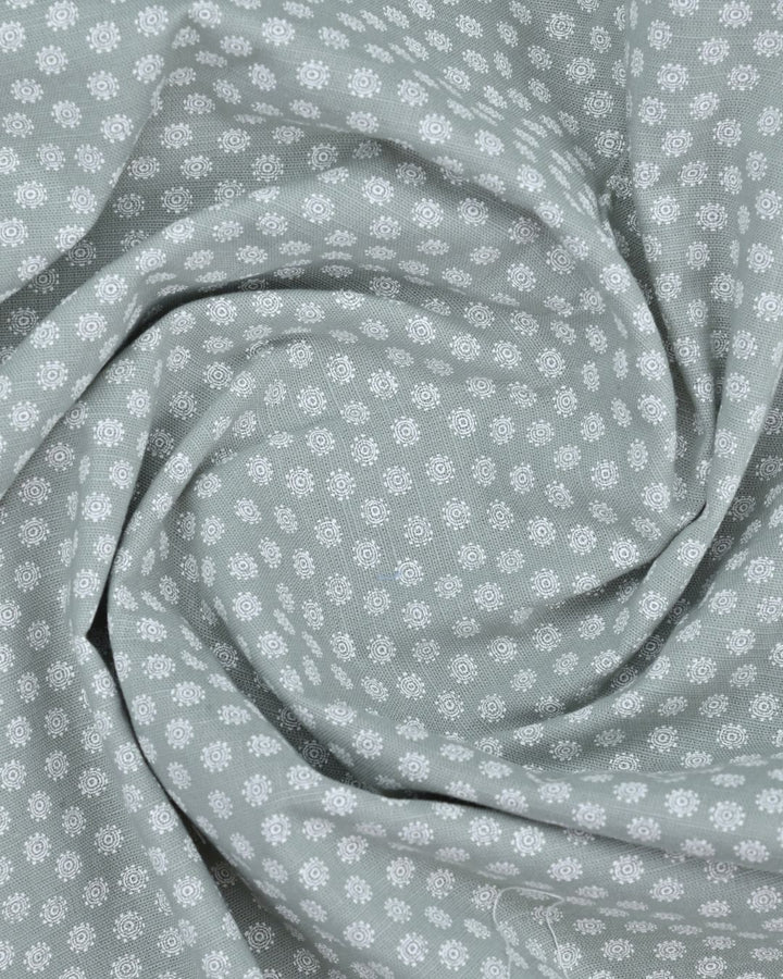 Green Chakra Print-Full-Cotton Linen Shirt