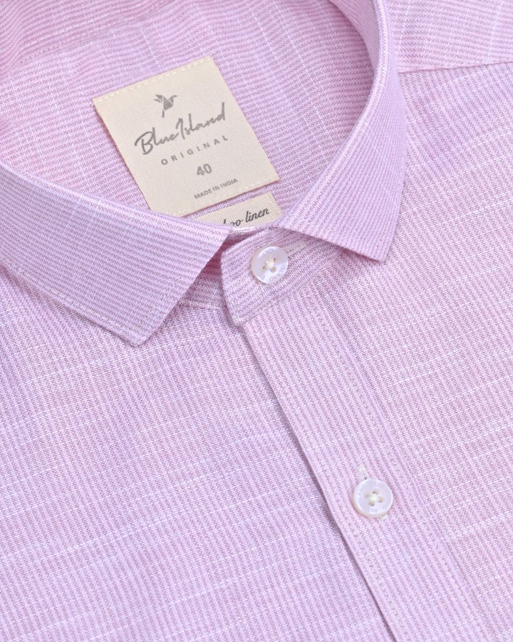 Dusty Rose Grid Stripes -Full-Bamboo Linen