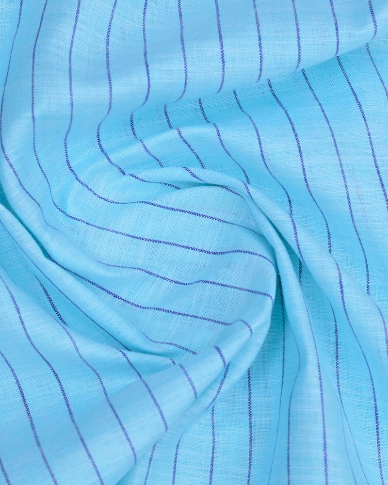 Arctic Blue Stripes -Full-Bamboo Linen