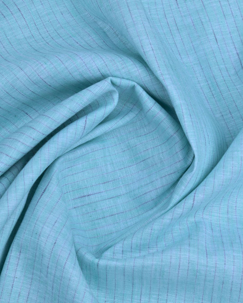 Cool Blue Mini Stripes -Full-Bamboo Linen