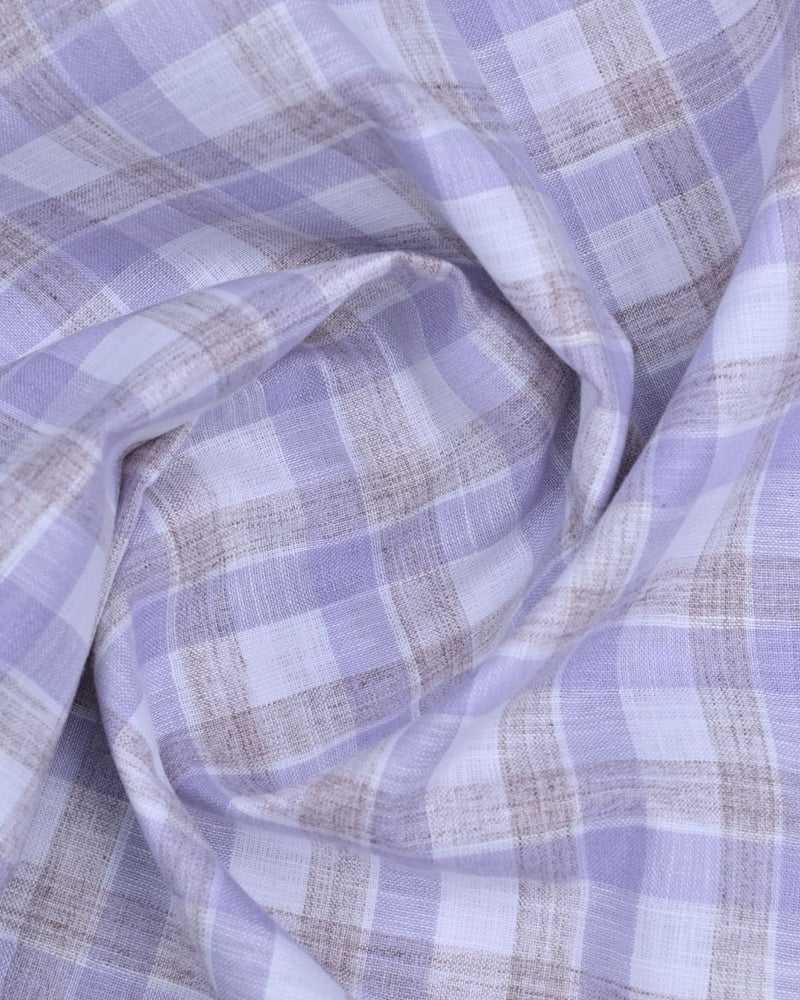 Lavender & Brown Checks -Full-Bamboo Linen