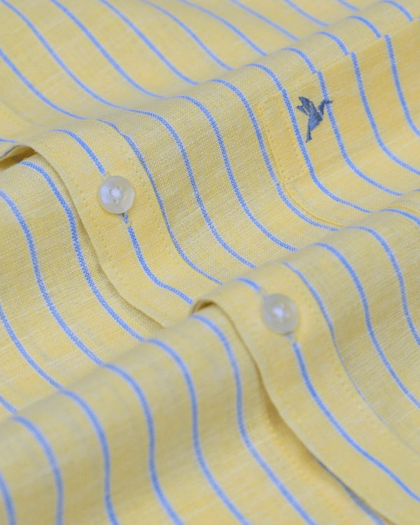 Cool Yellow Stripes -Full-Bamboo Linen