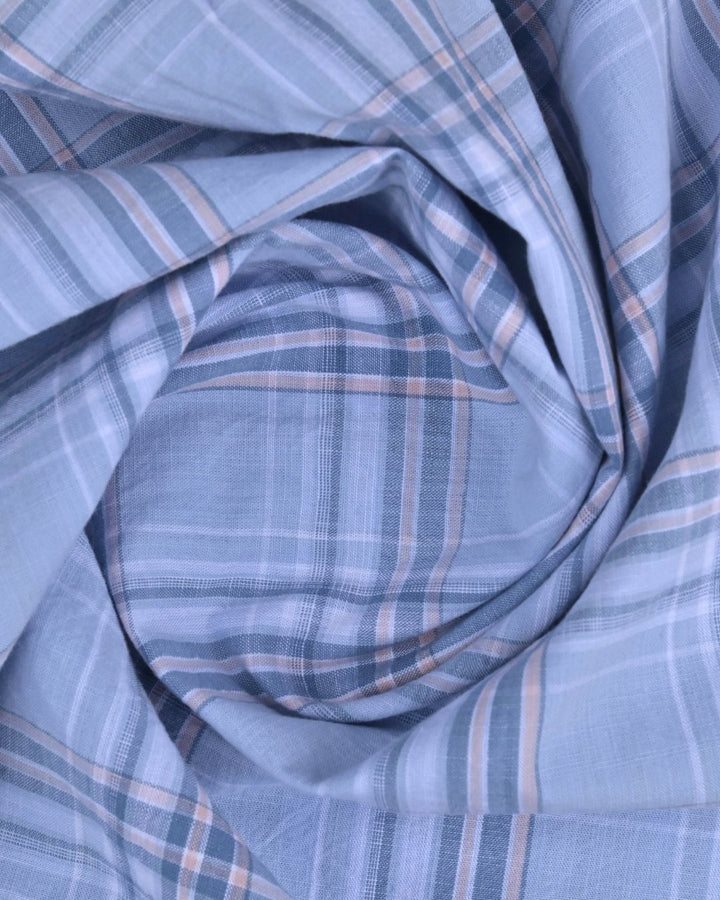 Sea Blue Multi Checks -Full-Cotton Linen Shirt