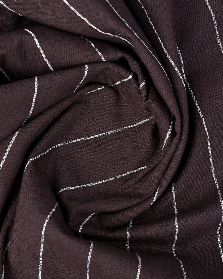 Dark Brown Broad Stripes-Full-Cotton Linen Shirt