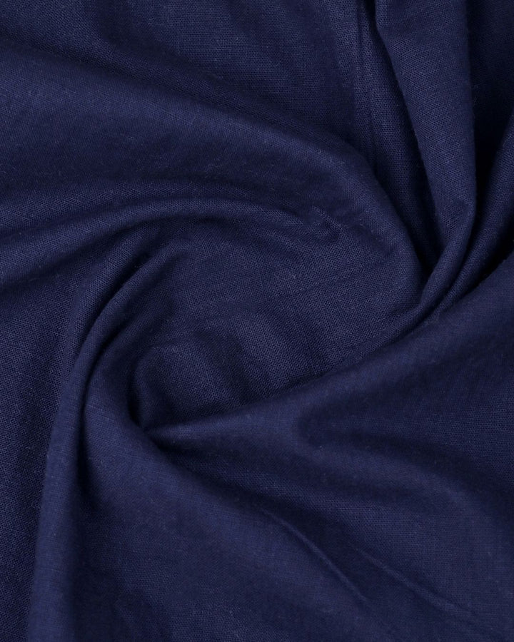 Dark Navy Solid-Full-Cotton Linen Shirt