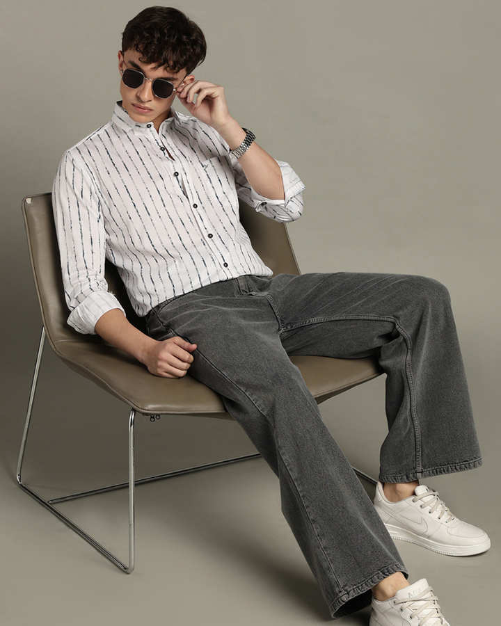White & Military Line Stripes -Full-Stain Proof
