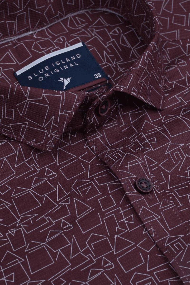 Teak Maroon Geo Print -Full-Stain Proof