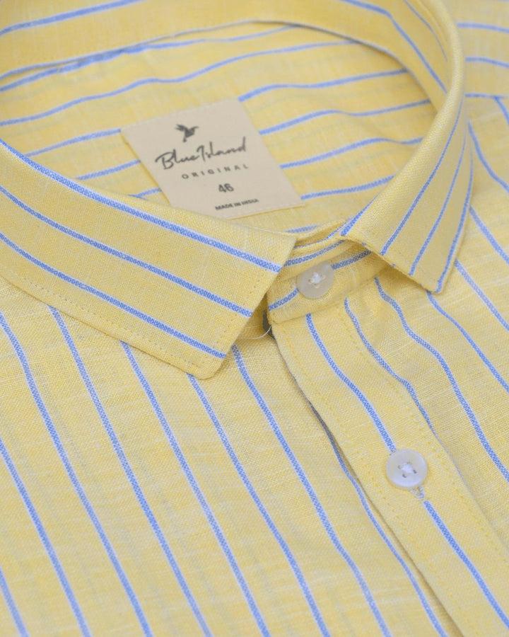 Cool Yellow Stripes -Full-Bamboo Linen