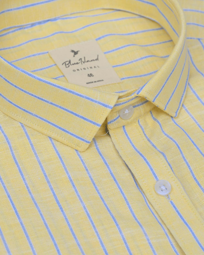 Cool Yellow Stripes -Full-Bamboo Linen