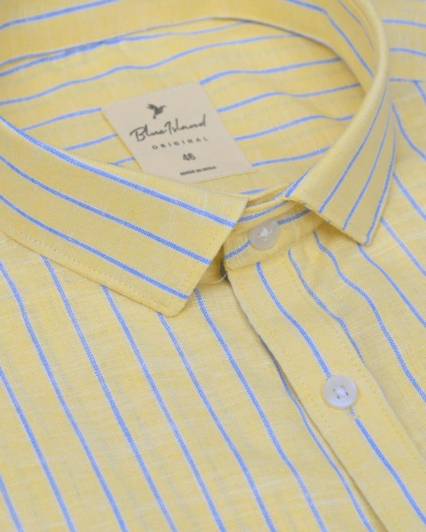 Cool Yellow Stripes -Full-Bamboo Linen