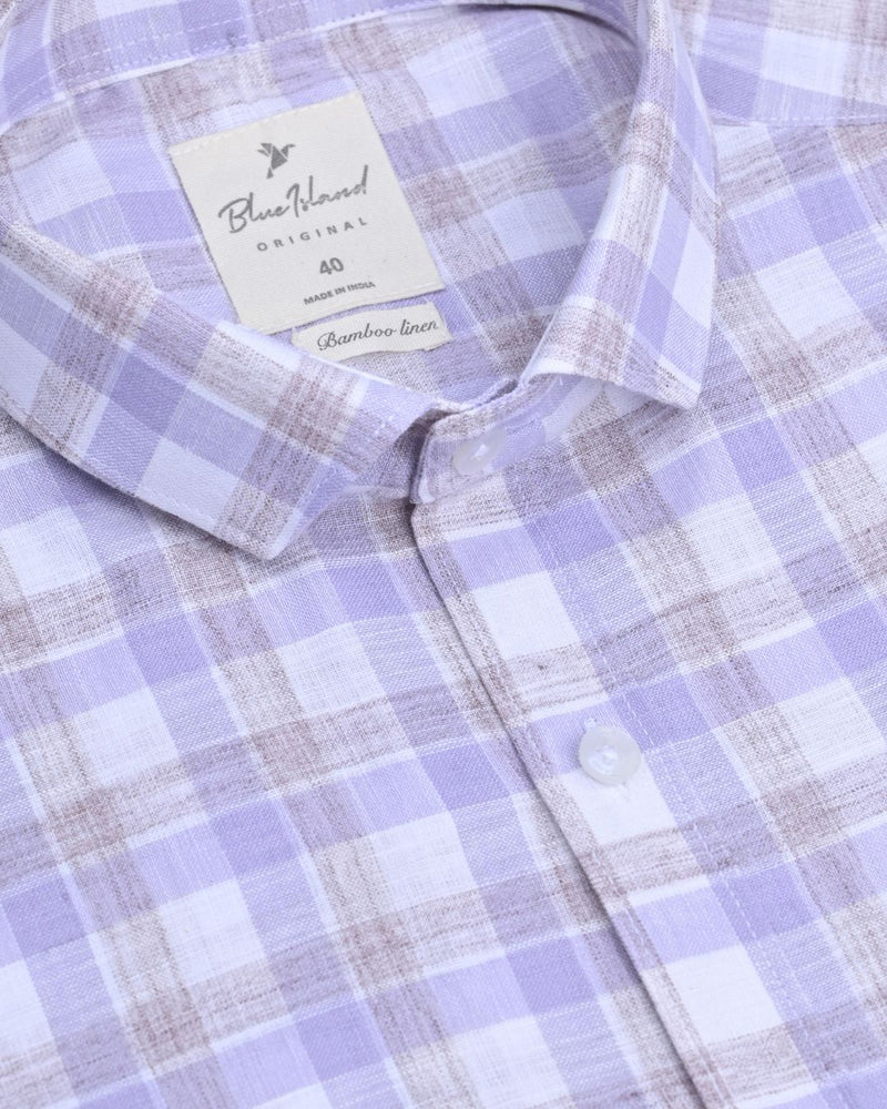Lavender & Brown Checks -Full-Bamboo Linen