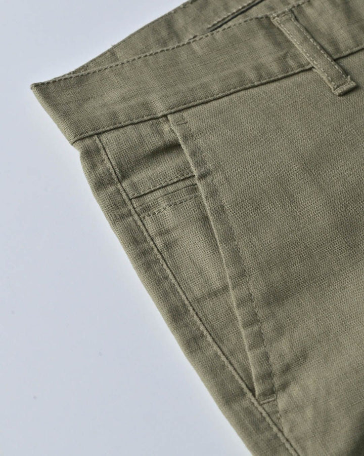 Olive Green - 2 way stretch - COTTON LINEN PANT