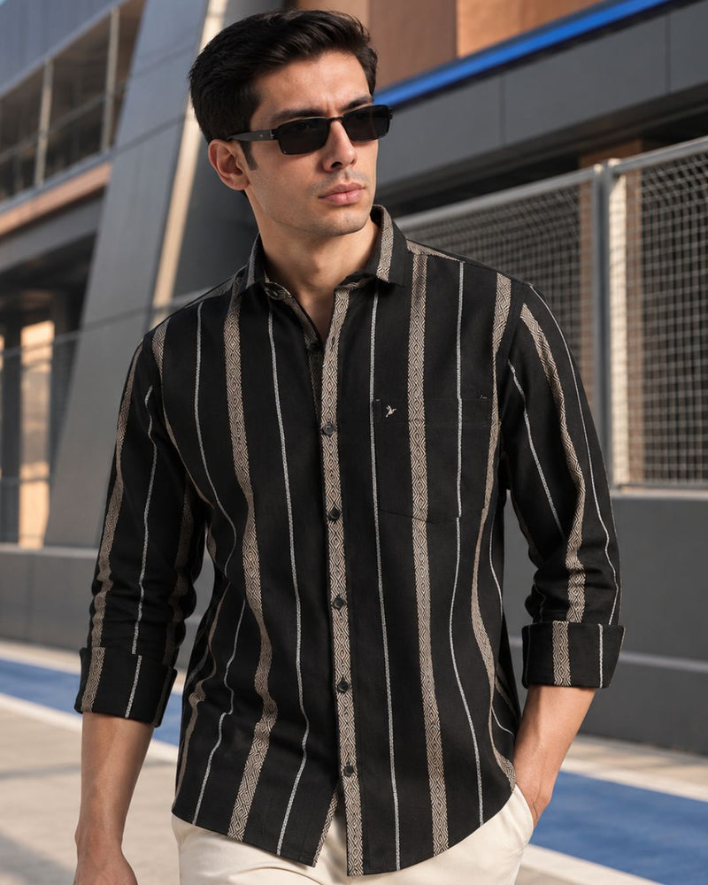 Black Monochrome Stripes  -Full-Stain Proof