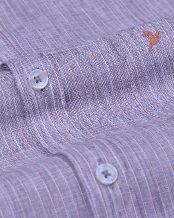 Violet & Orange Dotted Line Stripes -Full-Bamboo Linen