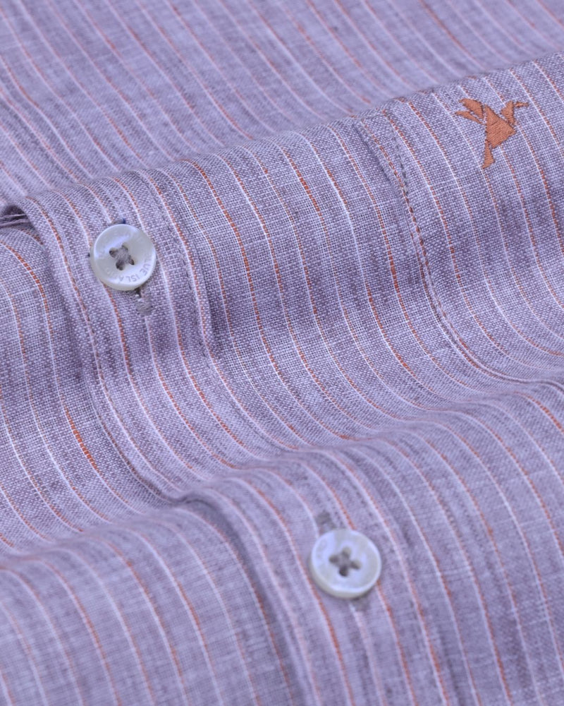 Violet & Orange Dotted Line Stripes -Full-Bamboo Linen