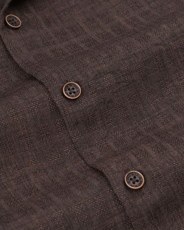 Brown Grid Weave - Half Sleeve - Airlite Shirt
