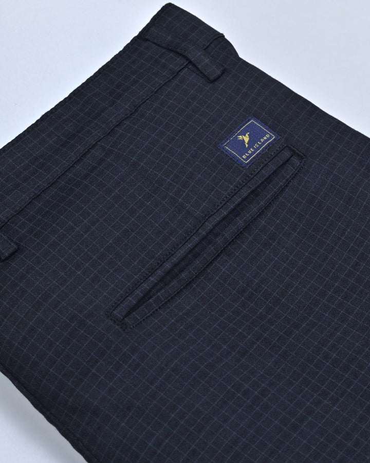 Black Grid Checks - 2 way stretch - COTTON PANT