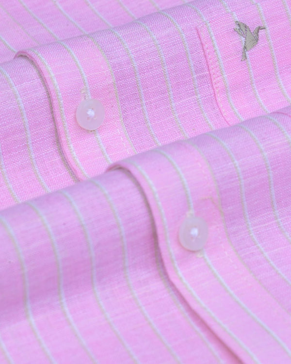 Mild Pink Stripes -Full-Bamboo Linen