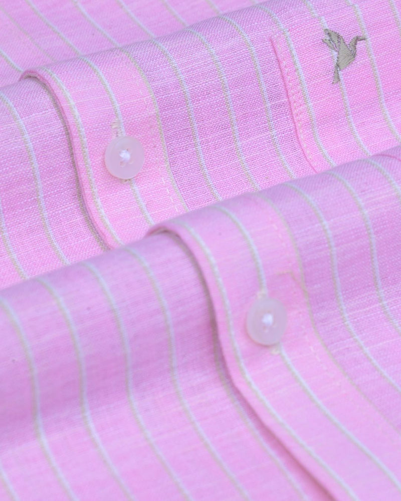 Mild Pink Stripes -Full-Bamboo Linen