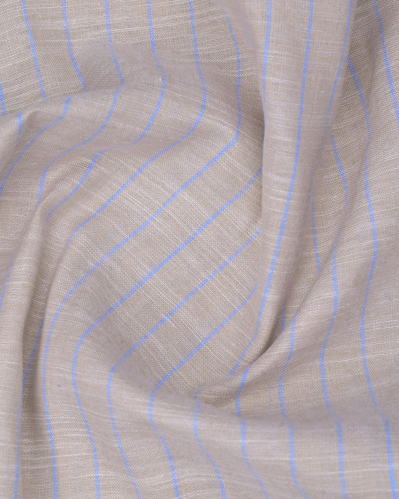 Sandal Brown & Blue Line Stripes -Full-Bamboo Linen