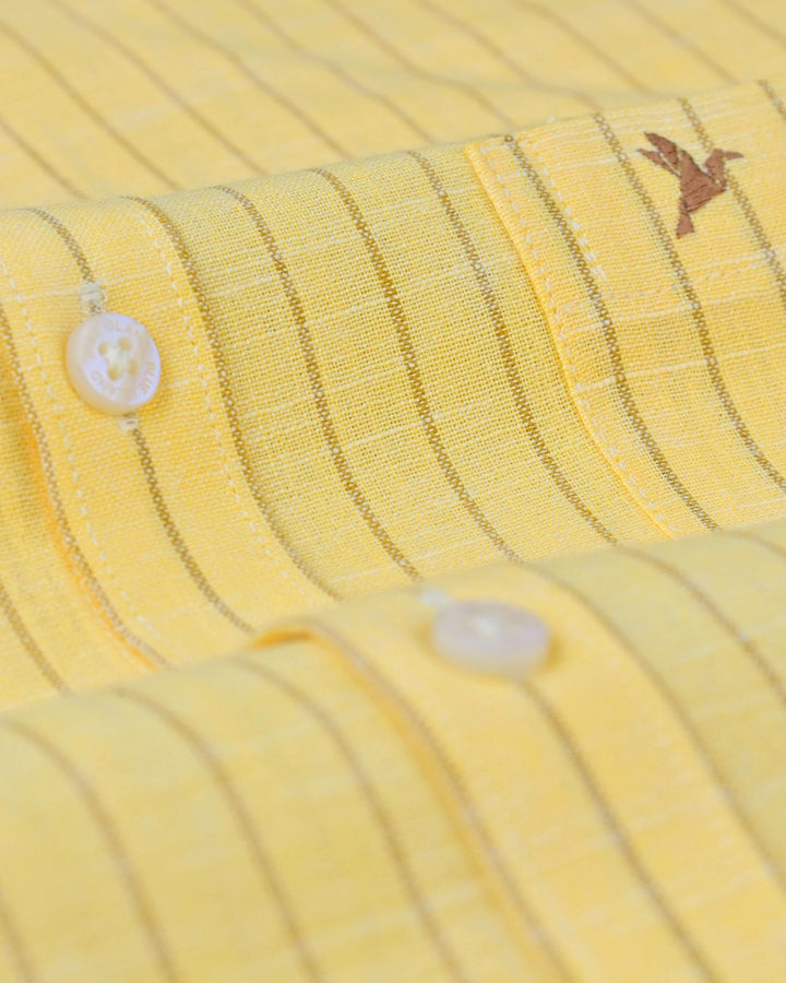 Yellow & Brown Line Stripes -Full-Bamboo Linen