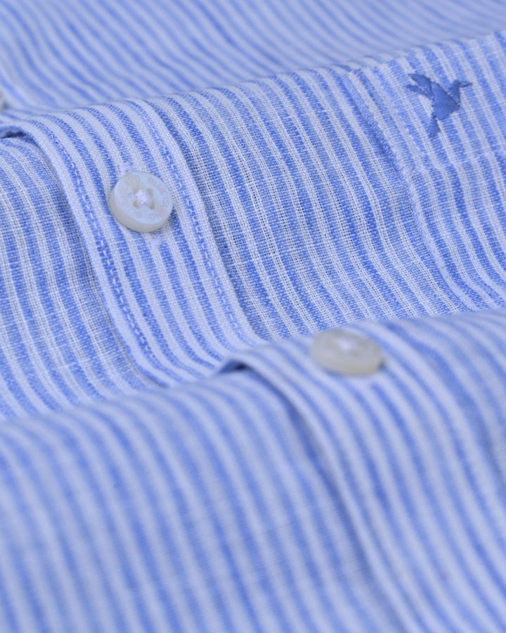 Blue Grid Lines -Full-Bamboo Linen