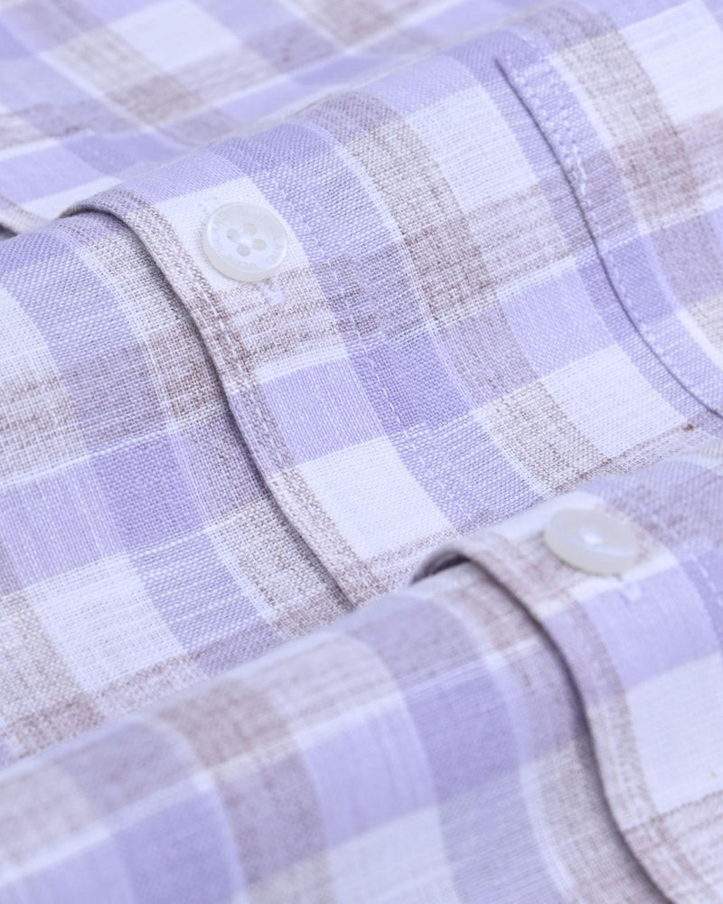 Lavender & Brown Checks -Full-Bamboo Linen