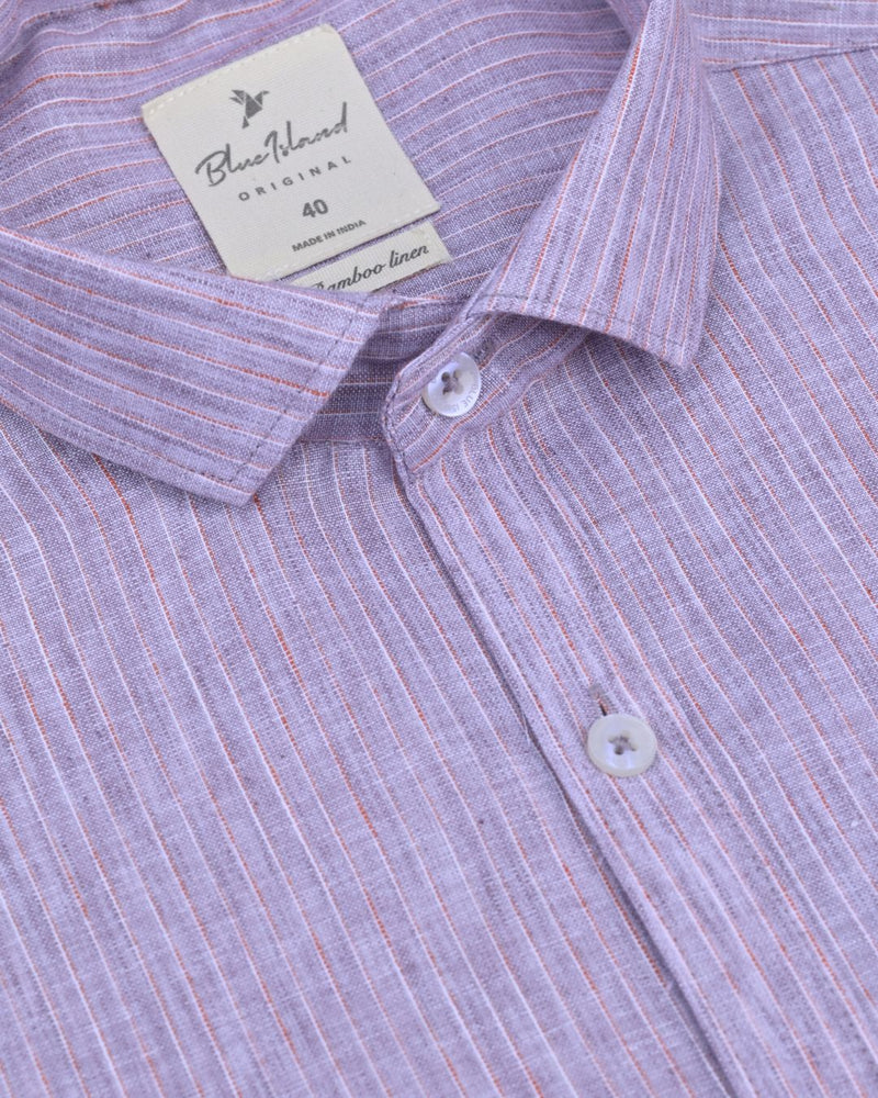 Violet & Orange Dotted Line Stripes -Full-Bamboo Linen